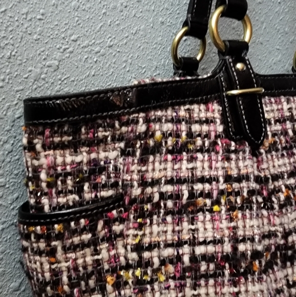 Coach Plaid Wool with Black Patent Leather Trim - Picture 3 of 14